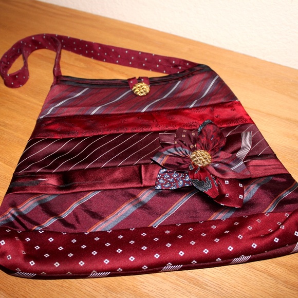 Hand Crafted Handbags - Mens  Burgundy Ties Hand crafted bag